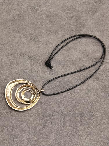 Jeilwiy Leather Necklace for Women Funky Necklace Choker String Cord Necklace with Pendant Boho Style Jewelry - style: Golden Oval Pendant