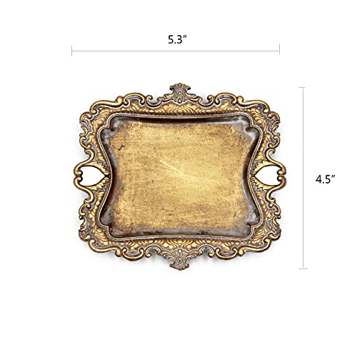 Vintage Small Gold Ring Dish, Birthday & Wedding Gifts for Women，Wedding Ring Tray - 5.3 x 4.5 inches - color: Gold (1pack)