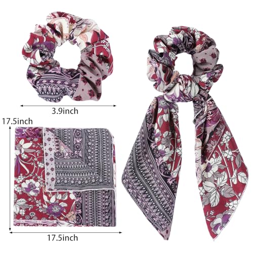 Hair Scrunchie Scarf,6PCS Paisley Bow Scrunchies | Scarf Hair Ties,Hair Scrunchies with Tails,Bandana Scrunchies,Scarf Ponytail Holder,Hair Accessories for Women - color: paisley 1B
