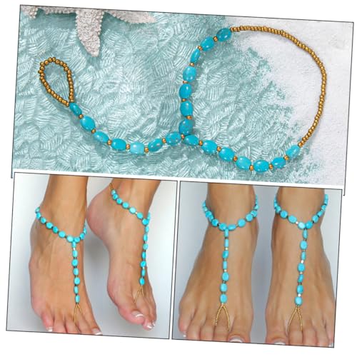 2Pcs Women Beads Anklet Chain Fashion Foot Jewelry for Beach Daily Wear Comfortable Barefoot Sandals with Delicate Workmanship Present for Girlfriend Friends