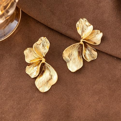Chunky Earrings Big Statement Earrings for Women Trendy Large Floral Ginkgo Leaf Flower Earring Irregular Long Drop Dangle Earrings Chunky Jewelry - style: 1 - G