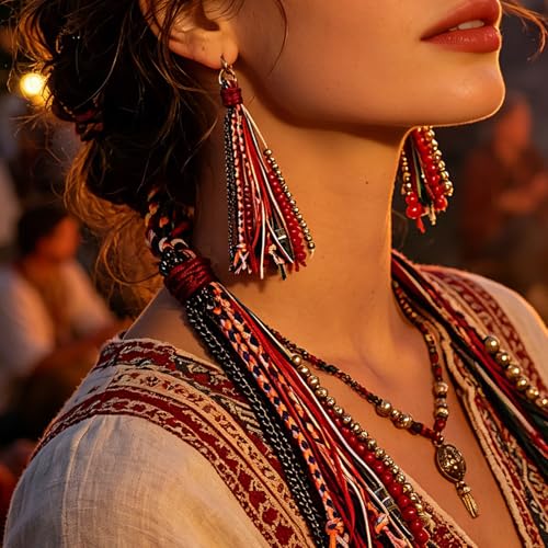 Bohemian Dangle Earrings for Women with Long Tassel Design Drop Earrings - style: Boho-tassel-2pcs