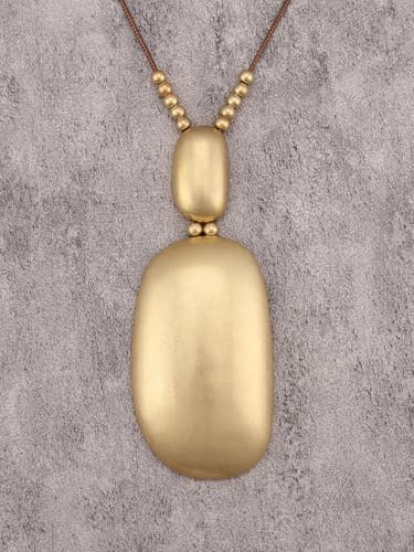 GelConnie Long Necklaces for Women Boho Large Pendant Necklace Casual Bohemian Brown Leather Choker Sweater Circle Statement Stone Necklace - style: Boho Long Necklace