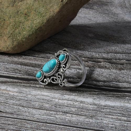 Bohemian Turquoise Ring for Women, 925 Silver Vintage Cowgirl Jewelry, Western Statement Turquoise Jewelry for Women