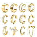 Ear Cuffs Non Piercing 14K Gold Plated Ear Cuff Earrings for Women Trendy Clip on Cartilage Earring Stacks Non Pierced Adjustable Fake Earrings Set Jewelry - color: A6:Gold Ear Cuffs-12Pcs