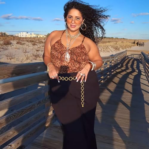 WERFORU Women Multilayer Gold Silver Metal Link Body Chain Belt Ladies Waist Chain Belts for Jeans Dress - color: A-gold-1, size: Fit waist size below 26"