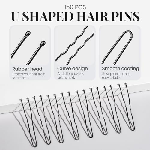 YGDZ 400 Counts Bobby Pins Hair Pins Set for Women, Black 2inch Bobby Pins for Buns, 2.36inch Black U Shaped Hair Pins for Styling, Hair Accessories for Women, Wedding - color: Black
