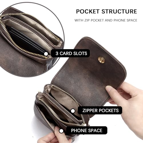 BOSTANTEN Vegan Leather Crossbody Bags for Women Designer Cell Phone Bag Wallet Purses Adjustable Strap - color: A-02-retro Coffee