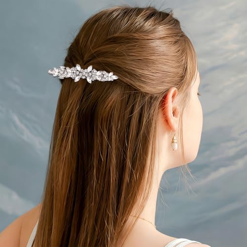 Joez Wonderful Rhinestone Hair Barrettes Pins for Women, Silver | Sparkly flower hair barrette accessories, non-slip, alloy made, for weddings, birthdays, parties, engagements, balls, brides - color: Rhinestone Butterfly Silver D