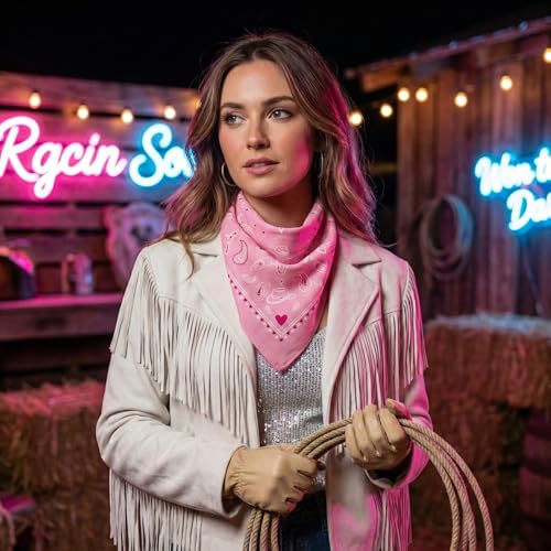 The Peacock Crew Premium Soft Cotton Bandanas Pack for Men and Women Paisley 22 x 22 inches - color: 3 Pack Cowgirl Light Pink