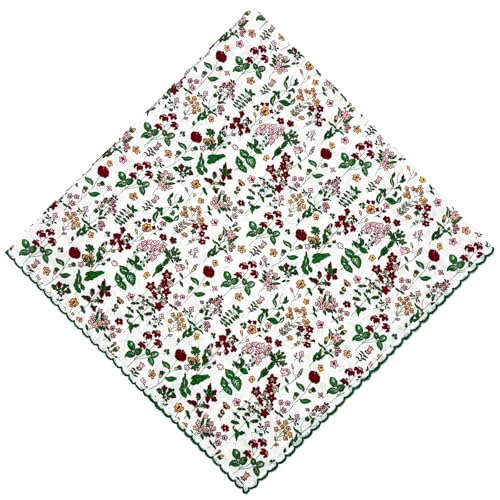 21x21 inches 100% Cotton Bandana for Women - Soft Square Scarf, Multi-Purpose Head Covering, Hair Bandana - color: P04-ditsy Floral a