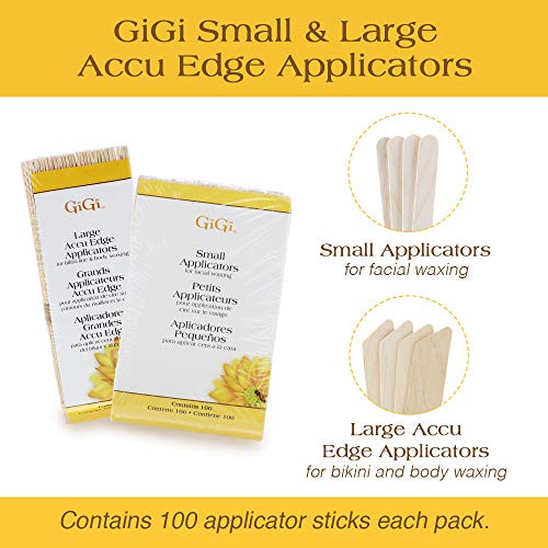 GiGi Wax Sticks for Hair Removal - Small & Large Accu Edge Wax Applicator Sticks, Wooden Waxing Stick for Eyebrows and Body, 100 ct, Pack of 2 - color: Accu Edge, size: 1 Count (Pack of 200)