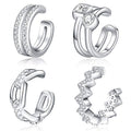 CHIC & ARTSY 925 Sterling Silver Ear Cuffs for Women, Non Piercing Clip On Cartilage Cuffs, Adjustable Fake Conch & Helix Earrings, Gold Plated & Oxidized Various Styles - color: ear cuff #9