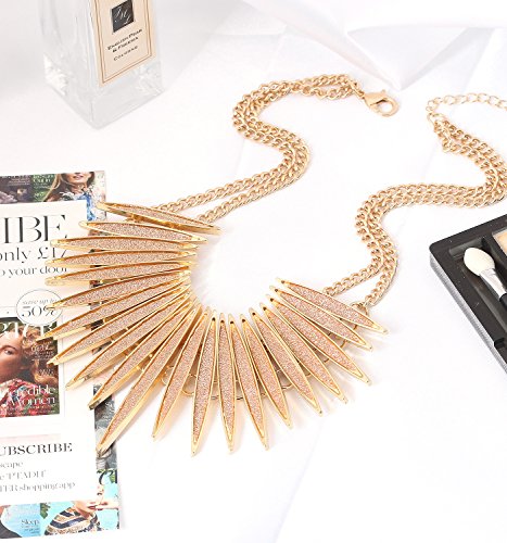 MOLOCH Sparkling Druzy Leaf Choker Necklace Fashion Gold-Tone Collar Necklace Bib Statement Chunky Tribal Necklace Woman Jewelry - color: Gold