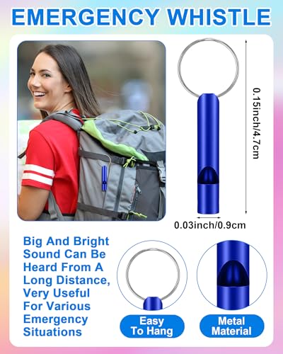 Kanayu 60 Pcs Safety Keychain Set for Women Safe Sound Personal Alarms Emergency Whistles Lipstick Holder Keychains Pom Poms Keychains Metal Lobster Claw Clasps with Key Rings Hiking Outdoors Gifts