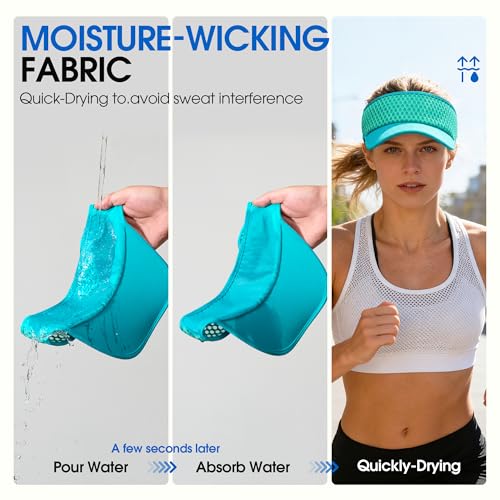 AUSFLUG Sun Visor Hat Men Women - Wide Brim Quick Dry Adjustable Cap, Lightweight for Golf Tennis Pickleball Beach - color: Teal