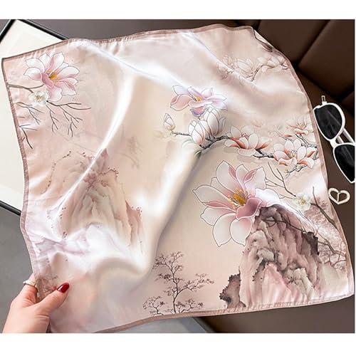 Aufeel Women's 100% Pure Mulberry Silk Small Square Scarf - Neckerchief Women - Silk Headscarf - 21" x 21" - color: Pink 6