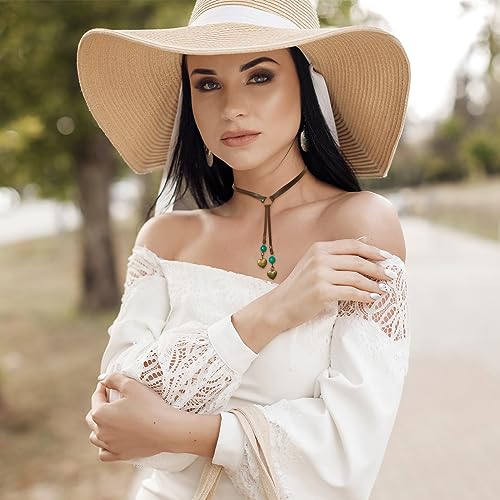 HUASAI Choker Necklace for Women Boho Necklaces Country Concert Outfits for Women Layered Western Choker Necklace Boho Cowgirl Jewelry Accessories Dress - color: N:Turquoise Boho Necklace