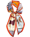 Hioyiwse Head Scarf Hair Neck Scarves For Women Purse Bag Scarfs For Handbags Silky Long Thin Satin Headscarf Fashion - color: B16-the Running Horse