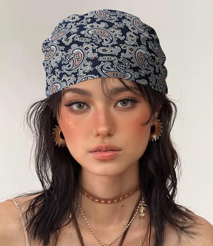 21"x21" Soft Cotton Bandana for Men and Women Unisex Head Wrap Scarf Headband Face Mask for Outdoor - color: Qm2-green&blk Paisley
