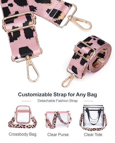 PACKISM Clear Sling Bag Stadium Approved - Clear Bag for Stadium Events & Holographic Bag for Music Festivals Jacquard Strap - color: 04_pink