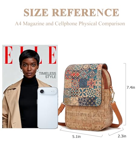 myfriday Vintage Crossbody Phone Bag for Women, Small PU Leather Shoulder Purse and Handbag - color: B-starlight Brown
