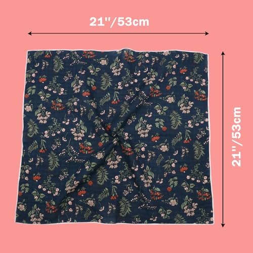 Bandanas for Women Men 21"x21" Floral Headband Scarf Versatile Hair Bandana Square Head Scarf - color: Navy Painting