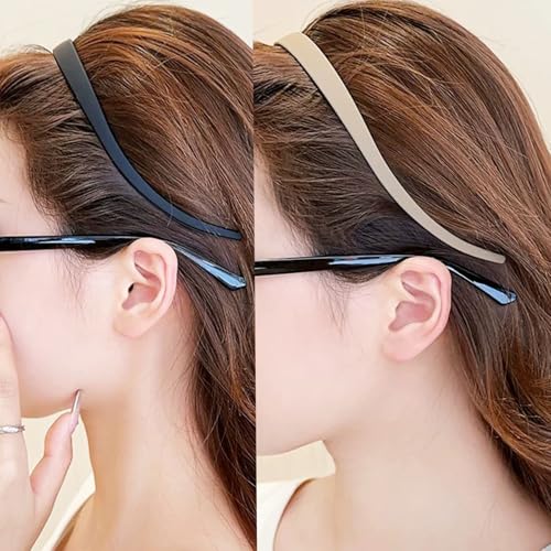 2 Pack Headbands Designed for Eyewear,Flex No Pressure Hairbands for Women Matte Finish Comfortable Plastic Headbands with Teeth-Black,Coffee - color: 2 PCS-Black,Coffee