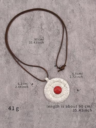 JAOYU Boho Necklace for Women Large Pendant Necklace Boho Long Choker Leather Gold Necklace Vintage Earthy Jewelry Trendy - style: Boho Chunky Necklace