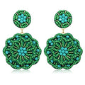 Statement Beaded Drop Earrings for Women Layered Bead Dangle Earrings - color: Green bead 22