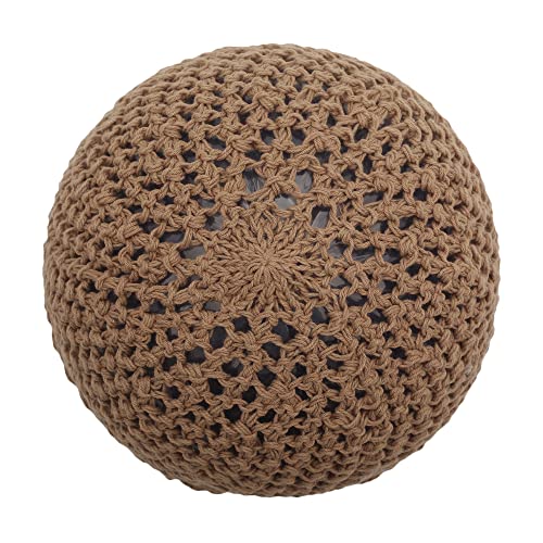 ZLYC Women Cotton Crochet Slouchy Beanie Hat Handmade Knit Summer Skull Cap - color: Flowers Light Brown