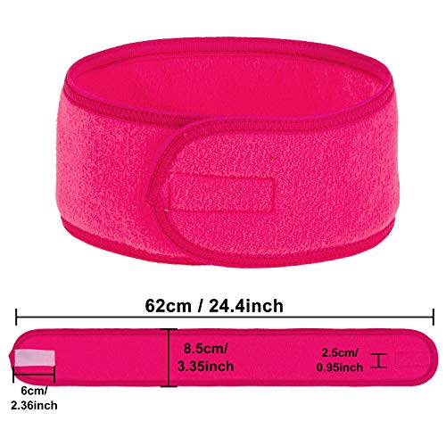 Whaline Spa Facial Headband 4 Packs Head Wrap Terry Cloth Headband Adjustable Stretch Towel Band for Bath, Makeup and Sport (Rose Red) - color: Rose Red