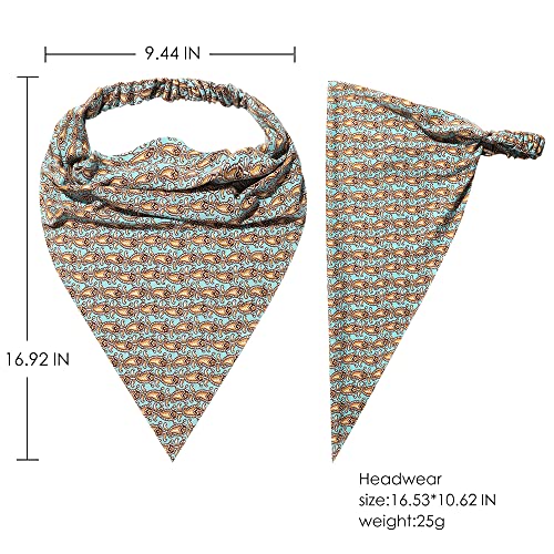 Vercret 6 Pack Hair Scarf Headband for Women Elastic Bandana Head Scarf Large Boho Triangle Kerchief with Clips Non Slip Scarves - color: O Bohemian