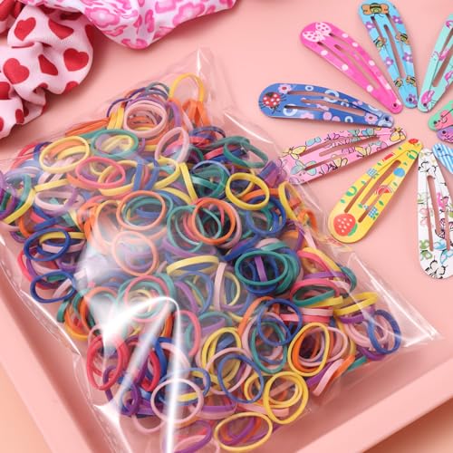 Rosvia Hair Accessories for Toddler Girls,463 Pcs Colorful Hair Ties Set with 26 Pcs Hair Clips,Cute Scrunchies,Butterfly Hair Clips,Ideal Gifts for Girl - color: Multicolor-2