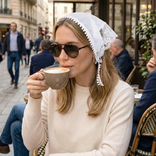 Hair Scarf Headband for Women Boho Triangle Bandana Turban Cute Stylish Lace Hair Bandana Non Slip Hairs Soft Head Coverings for Hairs Styling Summer Accessories
