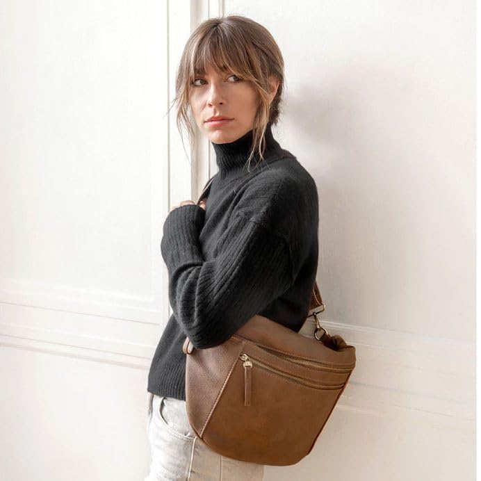Joy Susan Mel Large Sling Crossbody Bag - color: Russet Brown