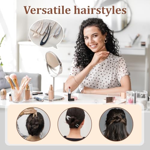 AWAYTR 3Pcs French Hair Pins for Women - Metal Hair Forks for Elegant Bun, Twist & Chignon Hairstyle Accessories (A+Black+Gold+Sliver) - color: A+Black+Gold+Sliver