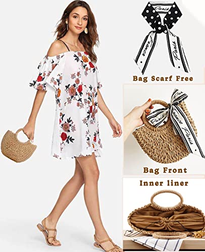 Dailyacc Straw Shoulder Bag For Women Woven Purse Beach Envelope Clutch Straws Wallet | Straw - color: Tote-brown
