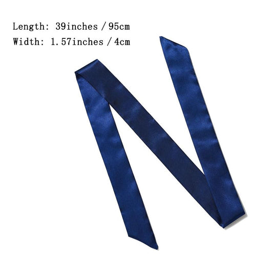 10 Pcs Long Thin Small Skinny Scarf Satin Neck Tie Ribbon Choker for Women Girls - color: Navy Blue