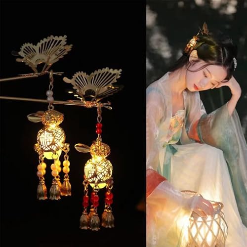 Lantern Light Tassel Hairpins Hair Stick phoenix Chinese Coiled Hair Antique Hair Pin Hair Accessories for Women White #012 - color: White #012