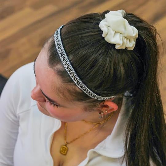Sweaty Bands Womens Girls Headband for an Active Lifestyle - Non-Slip Grip Sweat-Wicking Velvet-Lined Braided Jeweled Hairband - Bling Twisted Black White