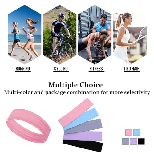 Workout Headbands Non Slip Headband Sport Headbands Sweatbands Elastic Sport Hair Bands for Sports Travel Indoor Fitness Gym - color: wide31