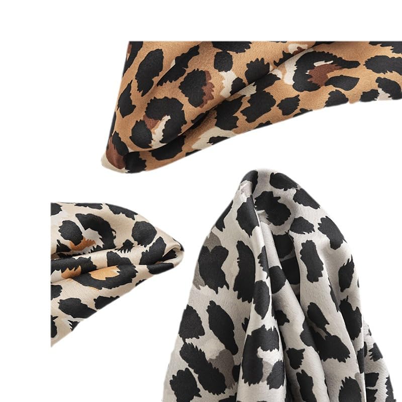 MINIDORA Satin Scarves for Women 27.5 × 27.5 inches Medium Square Elegant Silk Feeling Head Scarf - color: C003- Brown