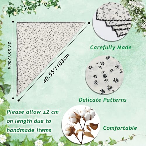 Large Cotton Bandanas for Women, 27 x 27 inch Hair Neck Scarf, Headband Square Scarf - color: Little Black Flowers in White
