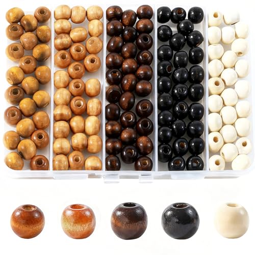 140 Pcs Hole Natural Wooden Hair Beads for Braids Dreadlock Locs Hair Accessories for Women Men and Girls Craft Supplies