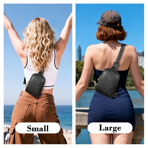 INICAT Women's Small Sling Bag, Lightweight Everyday Vegan Leather Crossbody Purse for Daily Essentials and Travel Light - color: Black Solid, size: Small