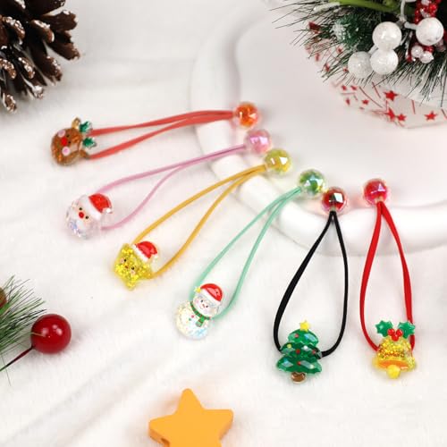 12PCS Ball Charm Hair Ties for Little Girls,Colored Bead Rubber Band Bubble Hair Ties with Balls No Damage Ponytail Holders for Toddler Girls (Pink, Orange, Yellow, Green, Red, Black) - color: Pink, Orange, Yellow, Green, Red, Black