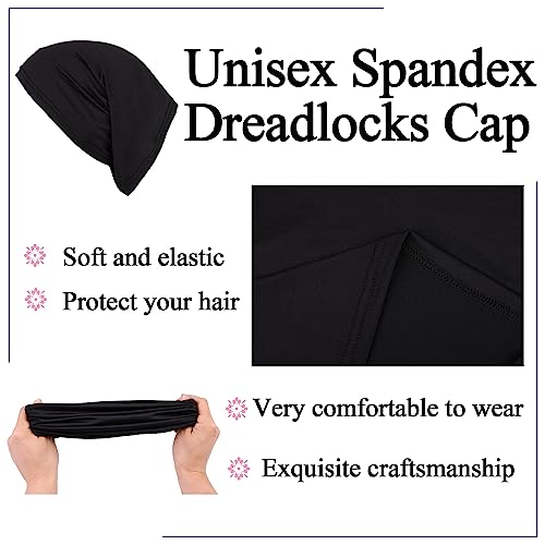 Leeven Sleep Shower Cap mens bonnet Long Hair Dread Loc Cap Long Braid Cap Elastic Dreadlock Tube for Men Woman - color: All Black