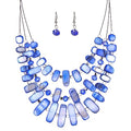 3 Layered Chunky Statement Necklace for Women Beaded Strand Necklaces with Earring Fashion Costumes Collar Necklace Jewelry Sets Gifts for Women - color: 50-Sapphire