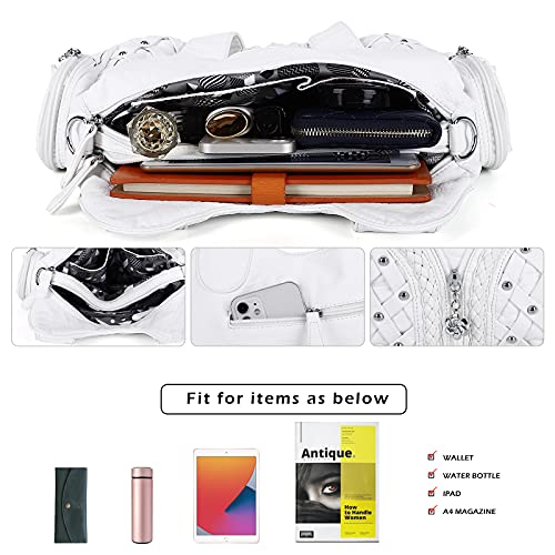 Angel Barcelo Purses for Women Large Shoulder Bag Soft Hobo Bags for Women - color: White